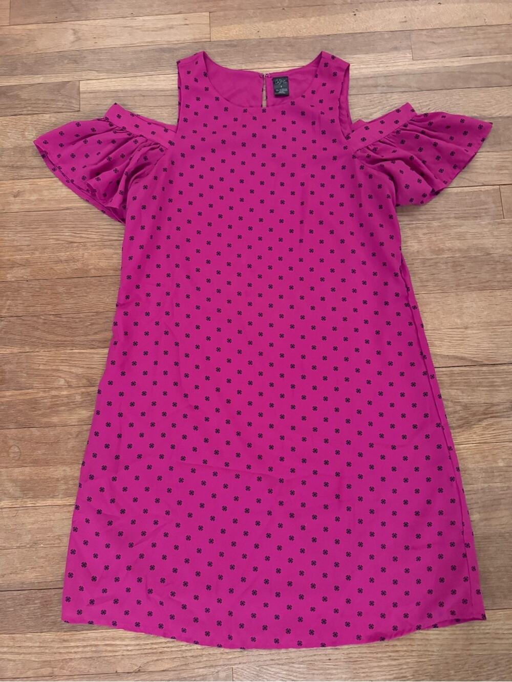 City Streets Women's Purple Geometric Knee Length Cold Shoulder Dress Sz 6
 b29